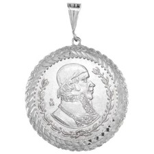 925 Sterling Silver Rope Edge Mexican 1 Peso Coin Bezel 34mm Prong Back