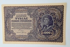 POLAND 1000 MAREK 1919 BANKNOTE XF-AU