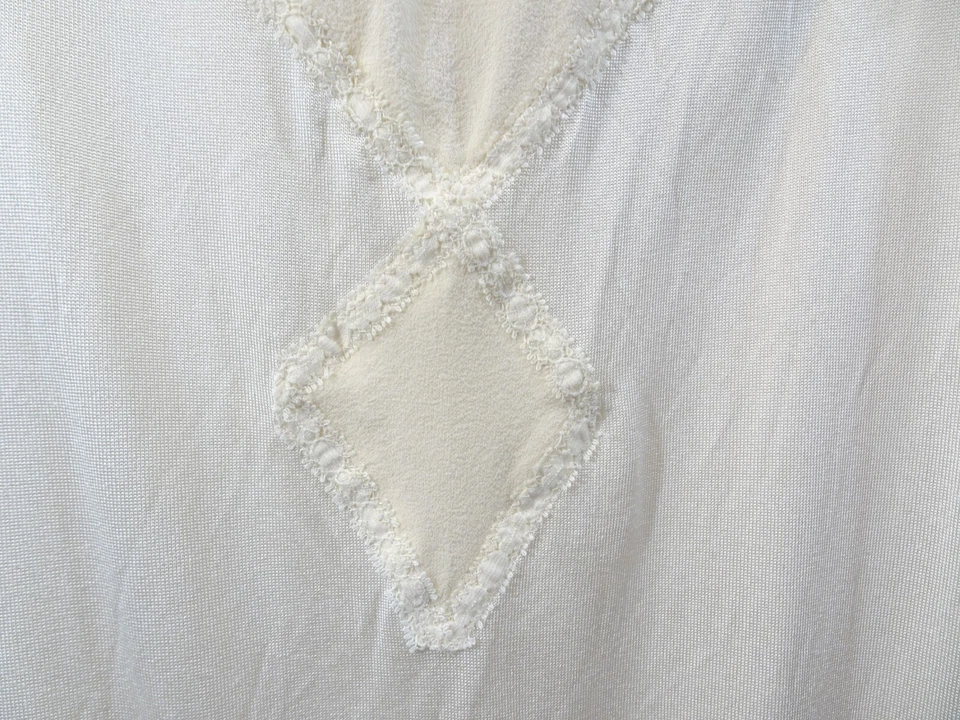 Camisola To The Max Vintage Y2K 100% Seda Marfil Talla L Borde de Encaje Cordón Cintura Foto 3 de 4