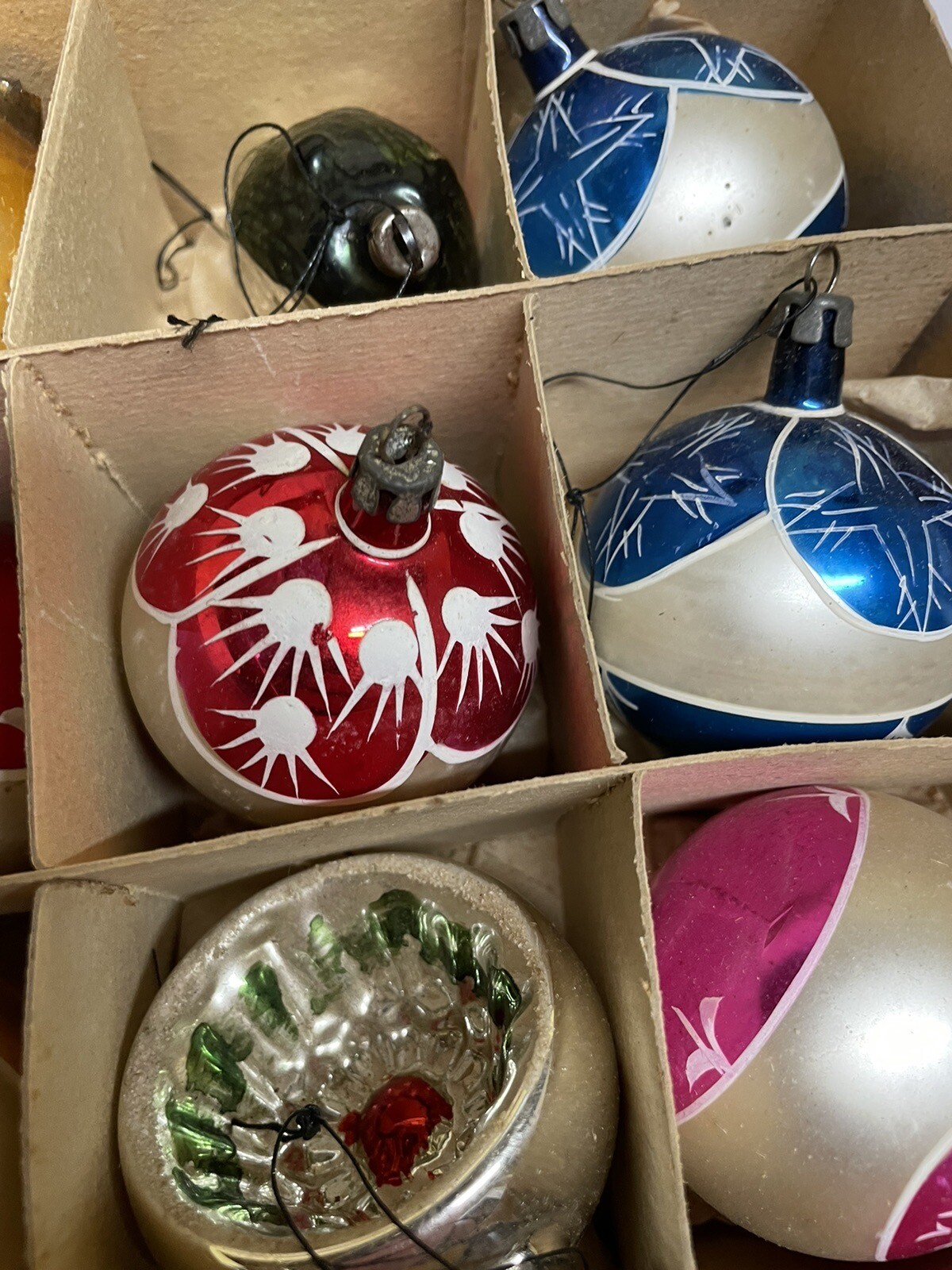 Vintage Mid Century Glass Baubles Christmas Tree Decorations. eBay