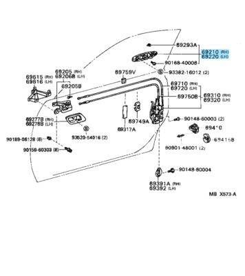 谷ページ TOYOTA SUPRA JZA80 93-98 Genuine Outside Outer Door Handle Black