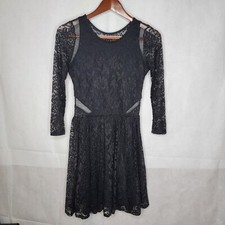 Abercrombie & Fitch Lace Skater Dress Black Fit Flare Sheer Cutout Mini M
