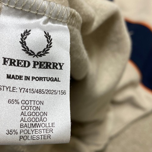 Fred Perry Sweatshirt Kids Large Brown Stripe Spellout Pullover Crewneck Vintage - Picture 6 of 13