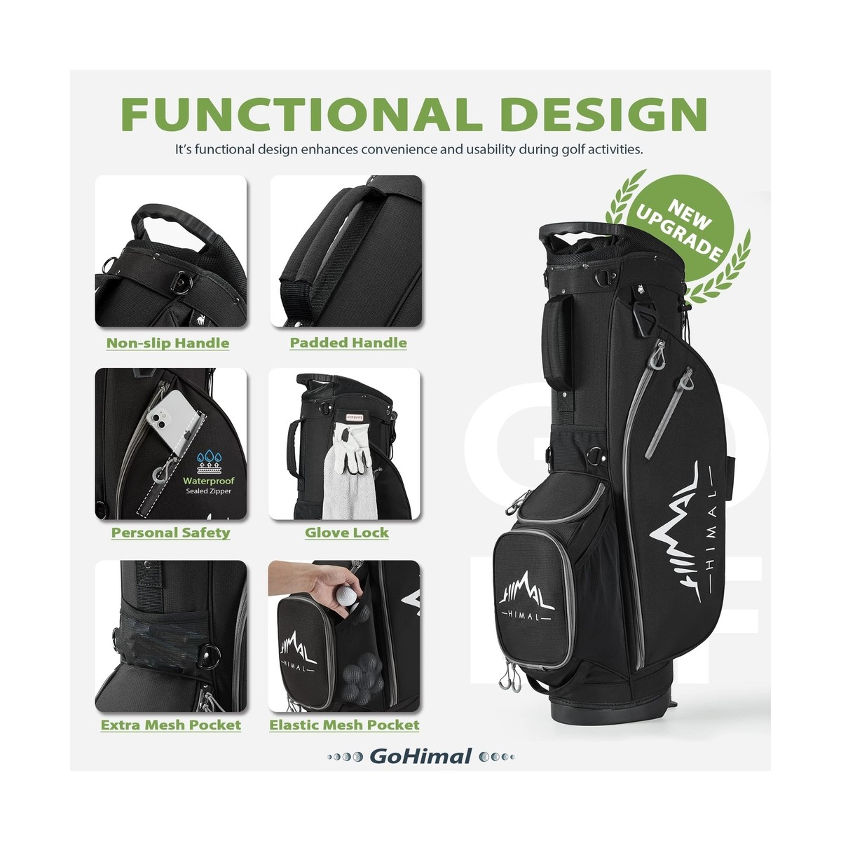 GoHimal 14-Way Golf Stand Bag, Golf Bag with Stand - Lightweight