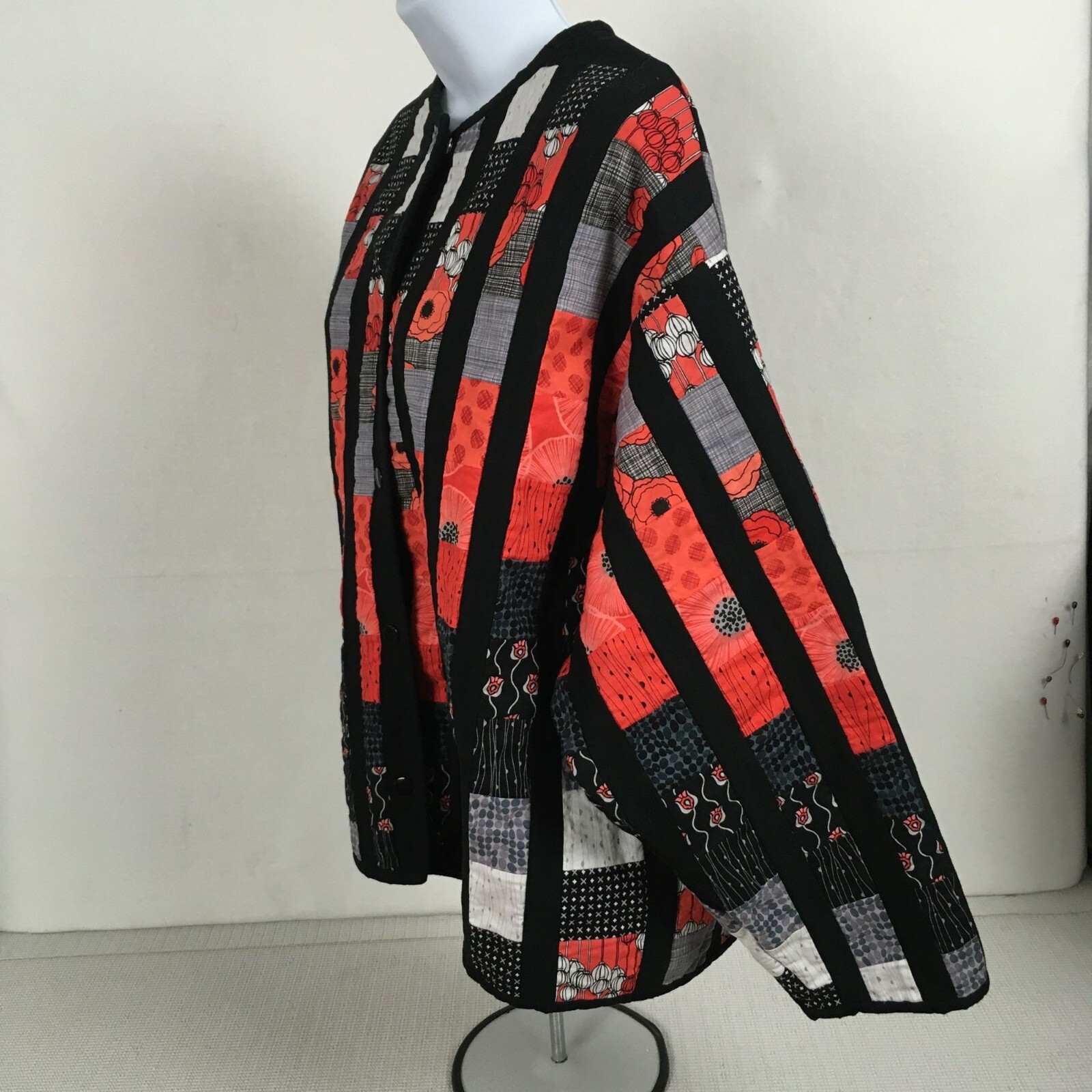 Patchwork Jacket Size L Black Red Orange Gray Whi… - image 6