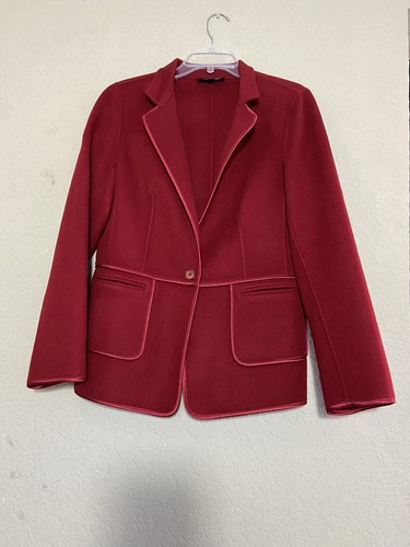 Talbots Red Wool Cardigan Blazer 14 Sweater Blazer One Button Grace Fit - Picture 2 of 8