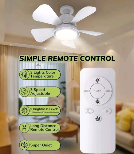 Socket Fan Light Ceiling Fans with Lights and Remote, Dimmable LED Ceiling...155 - Picture 2 of 12