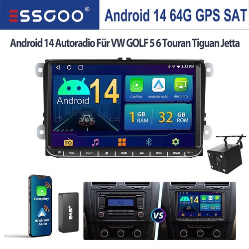 DAB+ Für VW GOLF 5 6 EOS Tiguan Polo Touran Android 14 GPS NAV Carplay Autoradio
