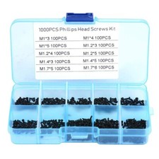 1000Pcs Black Self Tapping Small Micro Screw Phillips Pan Head M1 M1.2 M1.4 M1.7