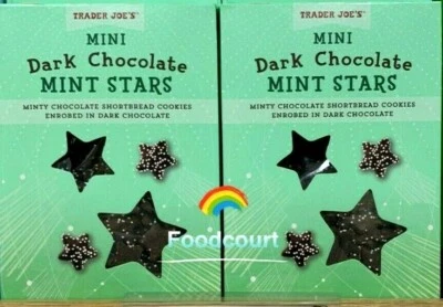 TRADER JOE'S 2 Packs Trader Joe’s Mini Dark Chocolate Mint Stars Cookies 10 oz Each Pack