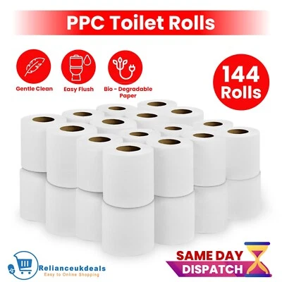 PPC 144 Toilet Rolls 2ply Quilted Tissue Roll BULK WHOLESALE BUDGET ROLLS