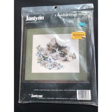 Janlynn Counted Cross Stitch Kit Lazy Daisy Kitten Vintage 1991 New Cat