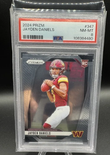 🔥 2024 Prizm Jayden Daniels RC #347 – PSA 8 Base Rookie – Washington Commanders