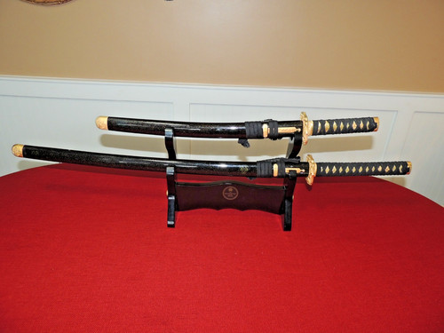 Franklin Mint Samurai Swords Katana Sword Set with Display Stand, EX+, **Rare**