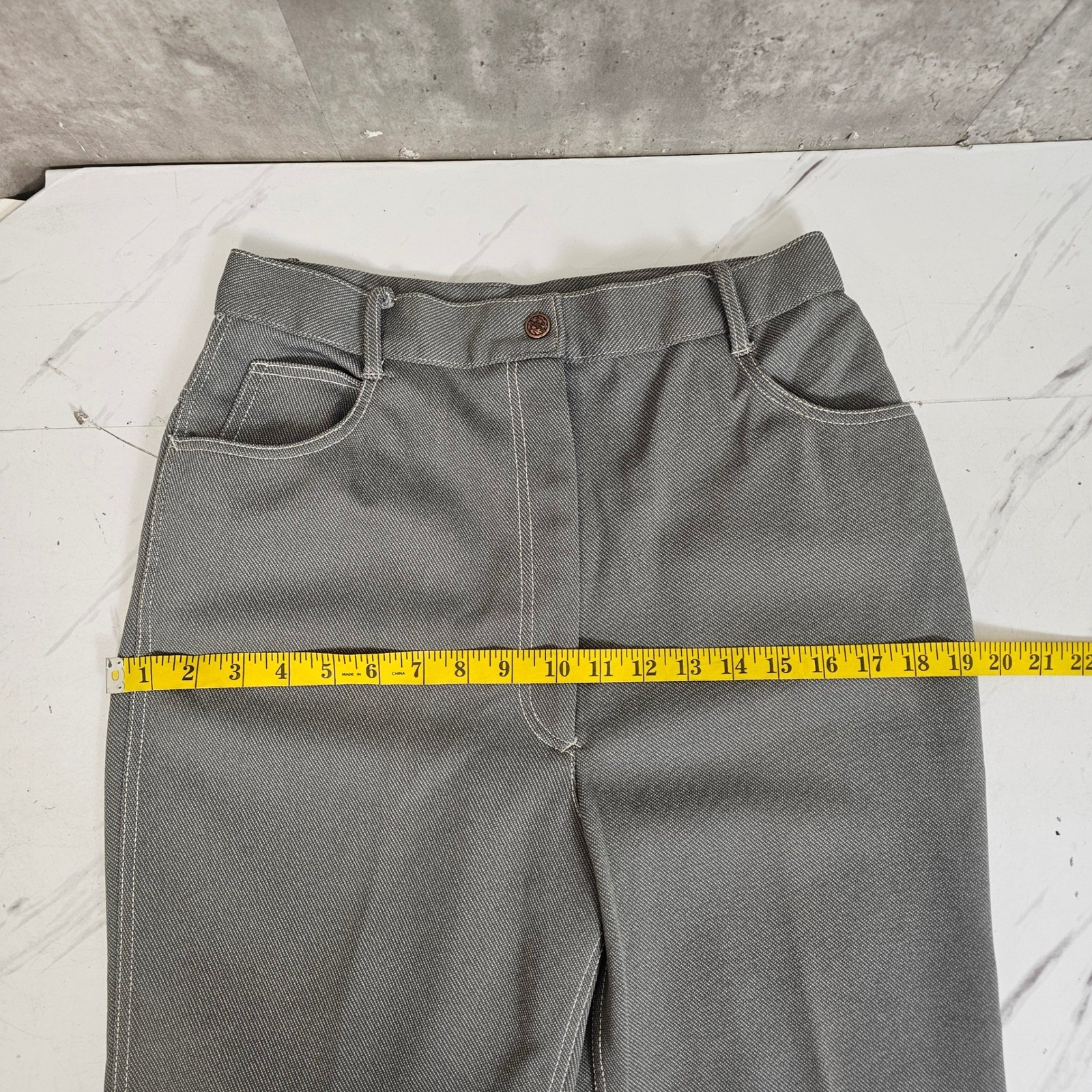 Vintage 70s Sears Perma-Prest Gray Pants Tall Taiwan R.O.C. Flare Trousers