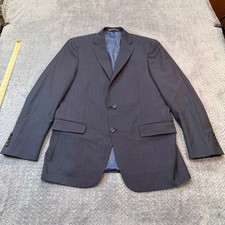 Hart Schaffner Marx Blazer Mens 41R Navy Blue Glen Plaid Sport Coat Made in USA