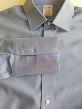Brooks Brothers 1818 Regent Dress Shirt Mens 17 33 Blue Non-Iron French Cuff