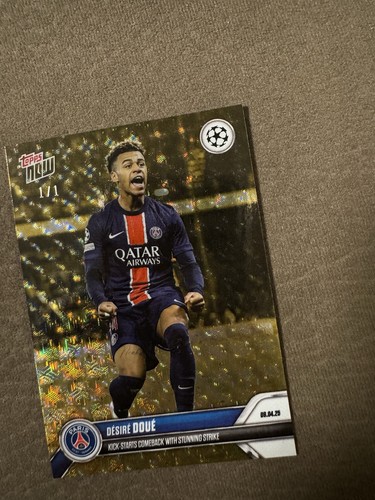 TOPPS NOW 24-2025 UCL CHAMPIONS LEAGUE #137 DESIRE DOUE PSG FOILFRACTOR 1/1 - Picture 11 of 13