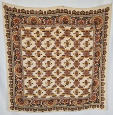 Vintage Made in Italy Cotton Square Scarf Southwestern Aztec Geometric 30x31