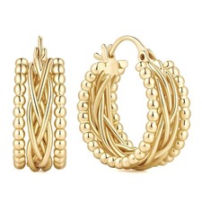 NEARLAND Gold Hoop Earrings 14K Gold Earrings for Women Gold Hoop Earrings fo...