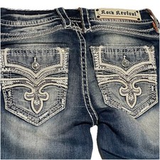 Rock Revival Celinda Ankle Skinny Jeans Size 26 Medium Wash Mid Rise Rhinestones