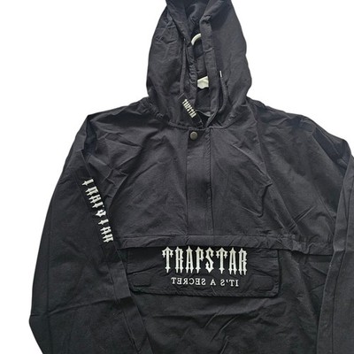 Trapstar Black Leightweight Windbreaker Quarter Zip Hoodie Jacket Mens Medium