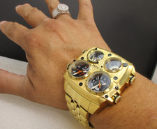 Invicta Aviator Zulu Time 4 time zones Gold tone Men 54/57 mm 46904
