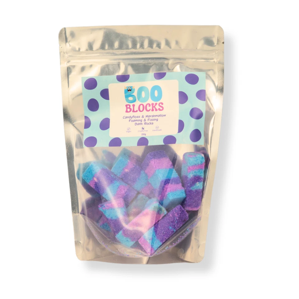 Boo Blocks Bath Bomb Fizzer Candy Floss Marshmallow Vanilla Fragrance Scentish