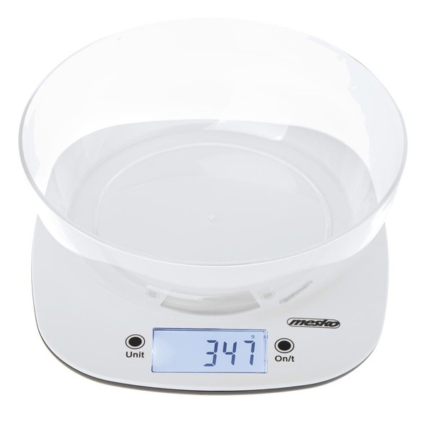 Mesko Ms 3179 KüChenwaage Mit Einer SchüSsel Digital Lcd Tara Funktion Weiß-image