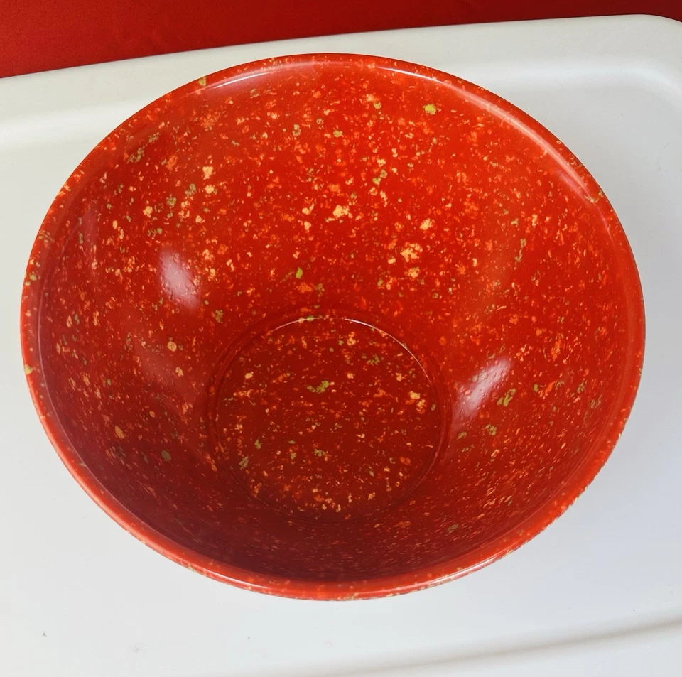 Rachel Ray 10" x 5.5" Red Melamine Confetti Mixing Bowl Speckled "Garbage" - Image 2 of 4