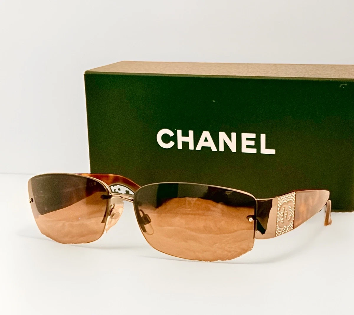 Brown Rimless CHANEL Sunglasses for Women for sale | eBay display picture 2