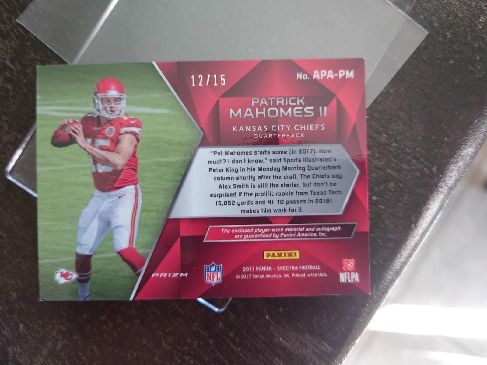  2017 Panini Spectra Patrick Mahomes RC Auto Neon Pink  SSP/15 view 9