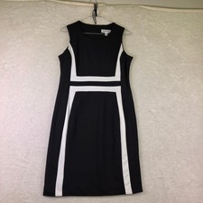 Shelby & Palmer Black White Colorblock Sheath Dress 6P Sleeveless Crew Neck