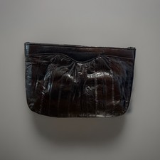 vintage eel skin purse Leather Handbag Luxury Bag Korea Zip Clutch Purse Retro