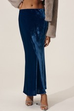 NWT Anthropologie The Tilda Maxi Slip Skirt in Blue Sapphire Velvet Size S