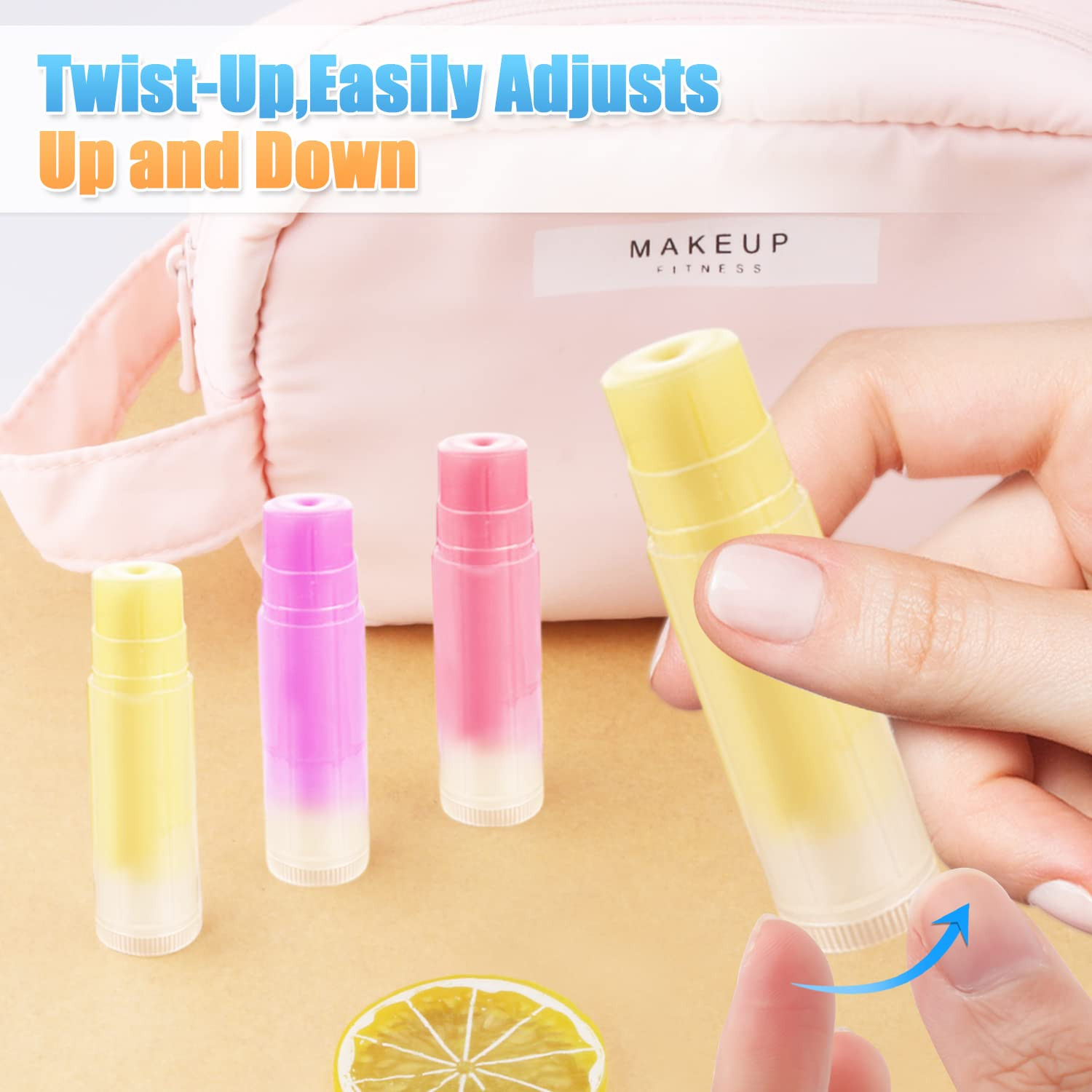 50 Pcs 5.5G Twist-Up Lip Balm Tubes,Empty Plastic Lip Gloss Balm Containers Rota