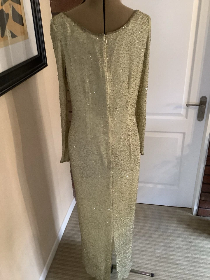 Ladies Designer Vintage Frank Usher Lemon Sequinned Gown. Size 12 - Image 4 of 4