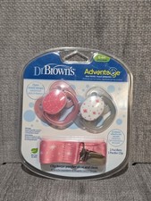Dr Brown's Advantage Pacifiers 2-Pack With Clip Size 0-6 Months NEW