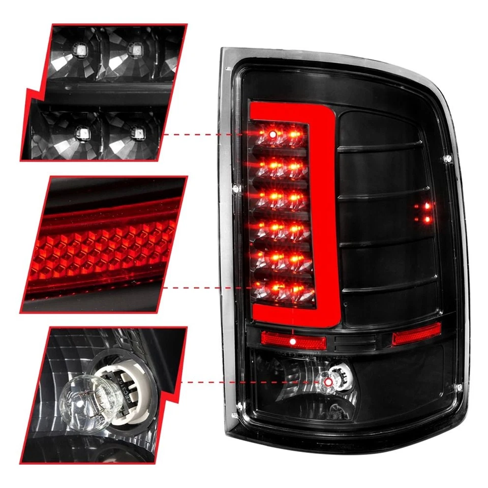 For GMC Sierra 2500 HD 07-14 Tail Lights Driver & Passenger Side Black Fiber Foto 3 de 4