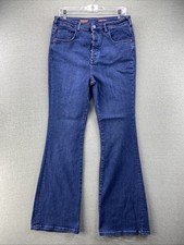 Pilcro Jeans Womens 31 Blue Flare Leg Denim Stretch High Rise Urban Outfitters