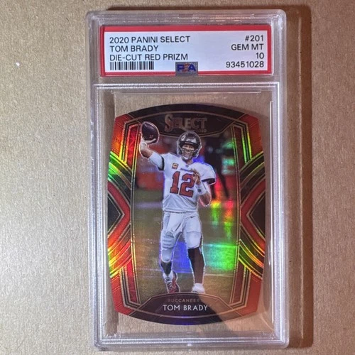 2020 Panini Select Club Level Tom Brady #201 Red Prizm Die-Cut PSA 10
