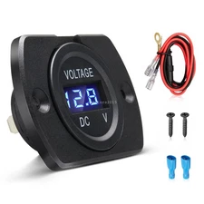 LED Digital Voltmeter 12-24V Voltage Gauge Pannel Mount for Car SUVs ATVs UTVs