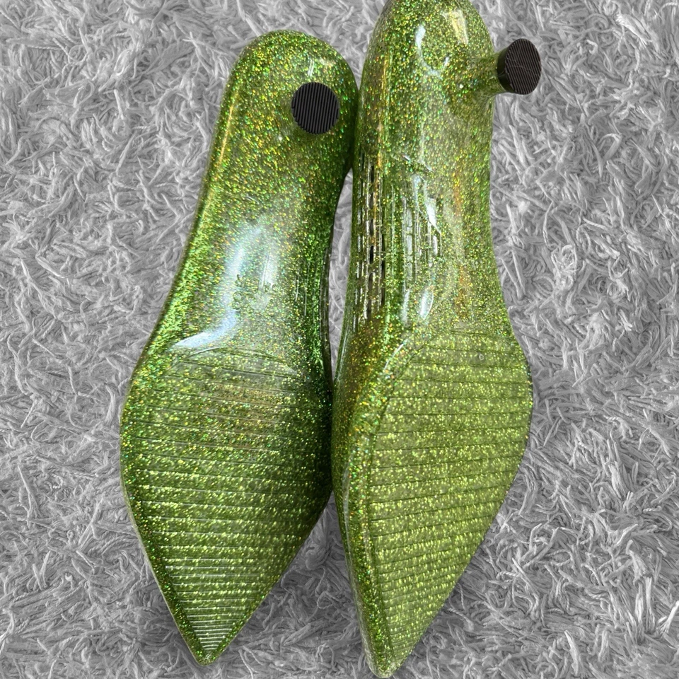 Jeffrey Campbell Tacones Jalea Brillo Verde EE. UU. 7 Y2K Fairycore Barbiecore PVC Foto 3 de 4