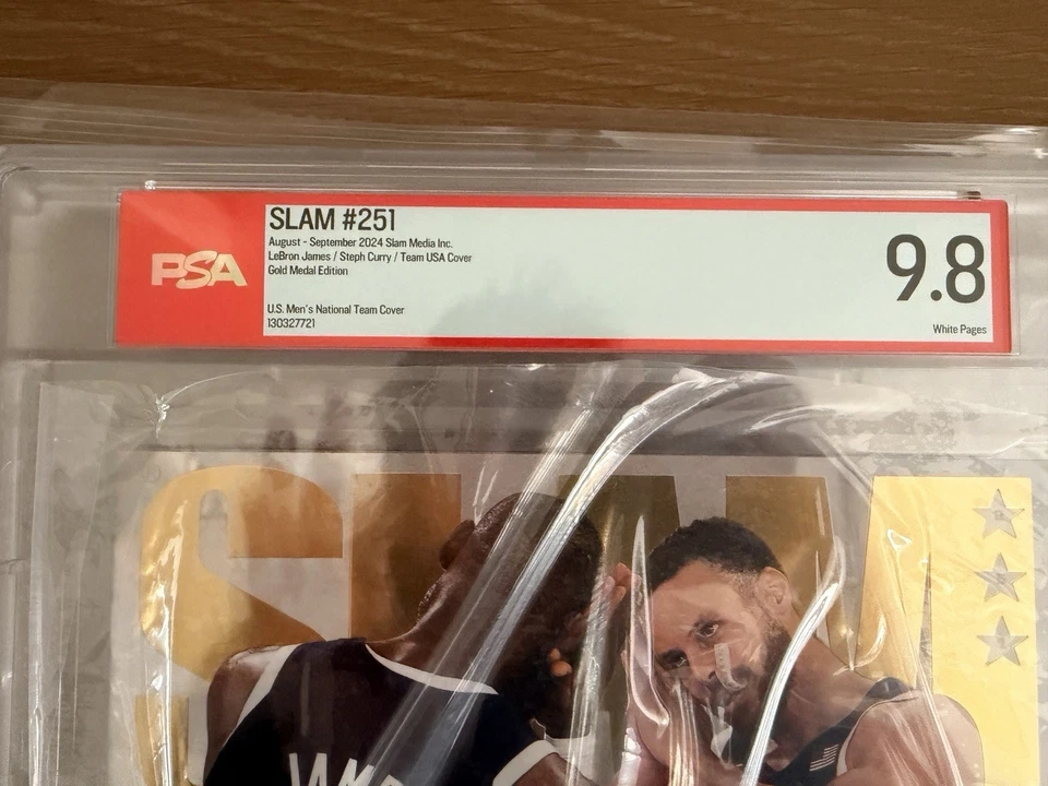 2024 Slam журнал #251 США мужской баскетбол золотой металл /94 Леброн Карри PSA 9,8 - Изображение 3 из 4