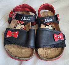 Disney Minnie Mouse Strappy Sandals Little Girl size 8 Red/Black Slip On