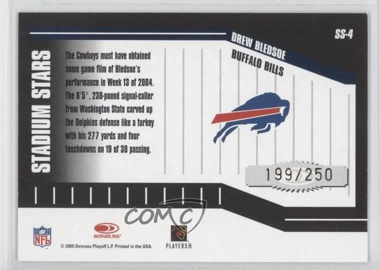 2005 Donruss Classics Stadium Stars 20 Yard Line /250 Drew Bledsoe #SS-4 - Image 2 of 2