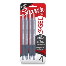 Sharpie S Gel Pens 0.7mm Medium Point Black Ink 4 Count Frost Blue Barrel