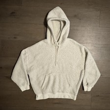 UGG Hoodie Women  s Medium Cream Loyra Sherpa Baggy Pullover Hooded Sweatshirt