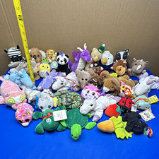MIXED BRANDS MINI PLUSHIE STUFFY LOT OF 35 UNIPAK, DISNEY, DANDEE, SWISHY