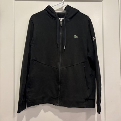 Lacoste Sport Novak Djokovic Mens XL Black Full Zip Let's Croc The Court Hoodie